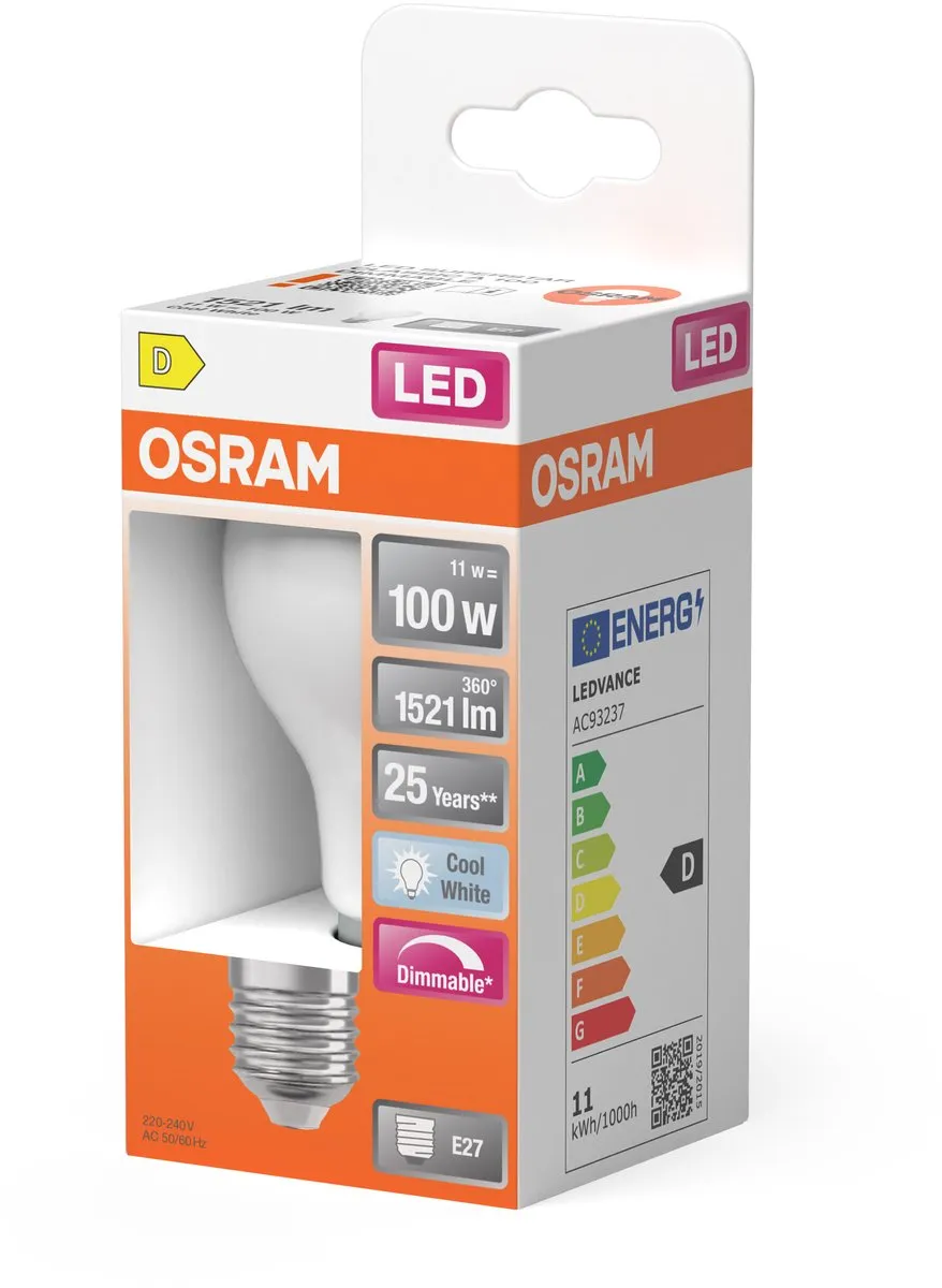 Osram LED-lamp E27 11W Koelwit - Mat Glas 4000K
