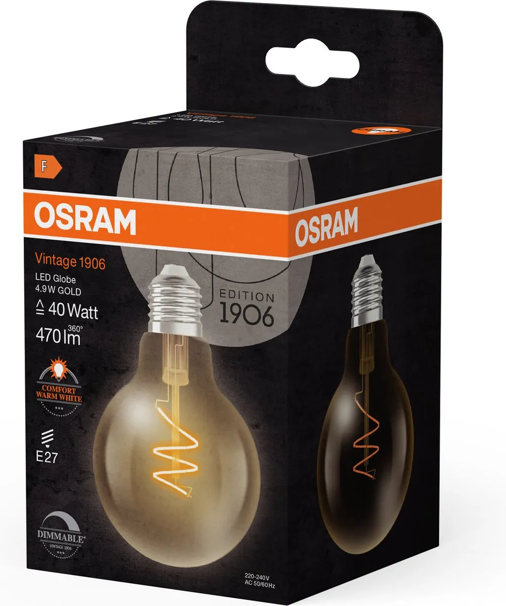 Osram Vintage 1906 LED E27 Globe 4.9W - 470lm - Zeer Warm Wit