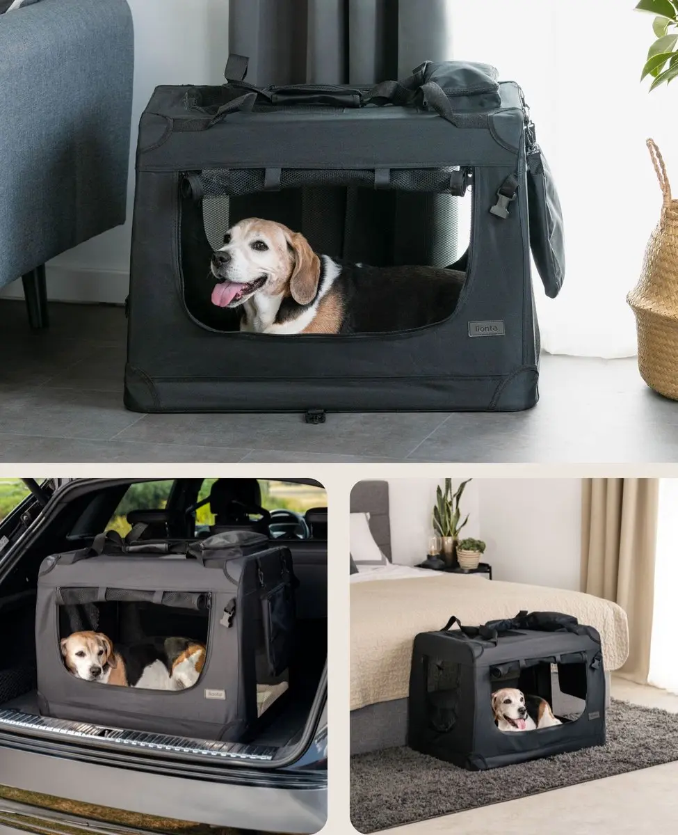 Lionto Transportbox Opvouwbaar 70x52x50cm - Zwart - afbeelding 5 van 6