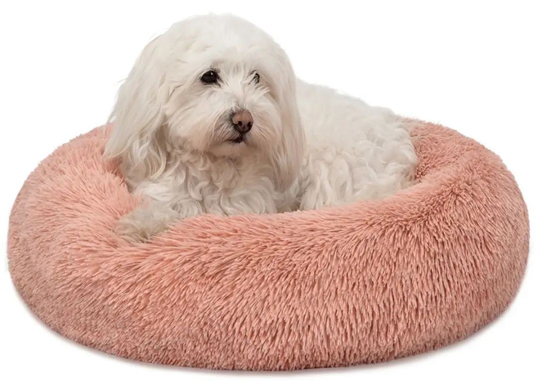lionto Donut hondenbed, zacht pluche & verhoogde rand 50 cm roze