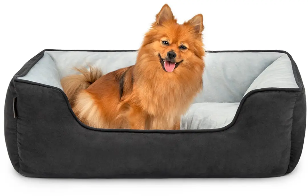 lionto Hondenbed omkeerbaar, zacht & comfortabel 80x60 cm zwart/grijs