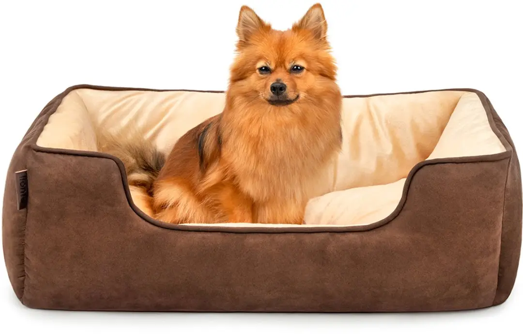 lionto Hondenbed omkeerbaar, zacht & comfortabel 80x60 cm bruin/beige