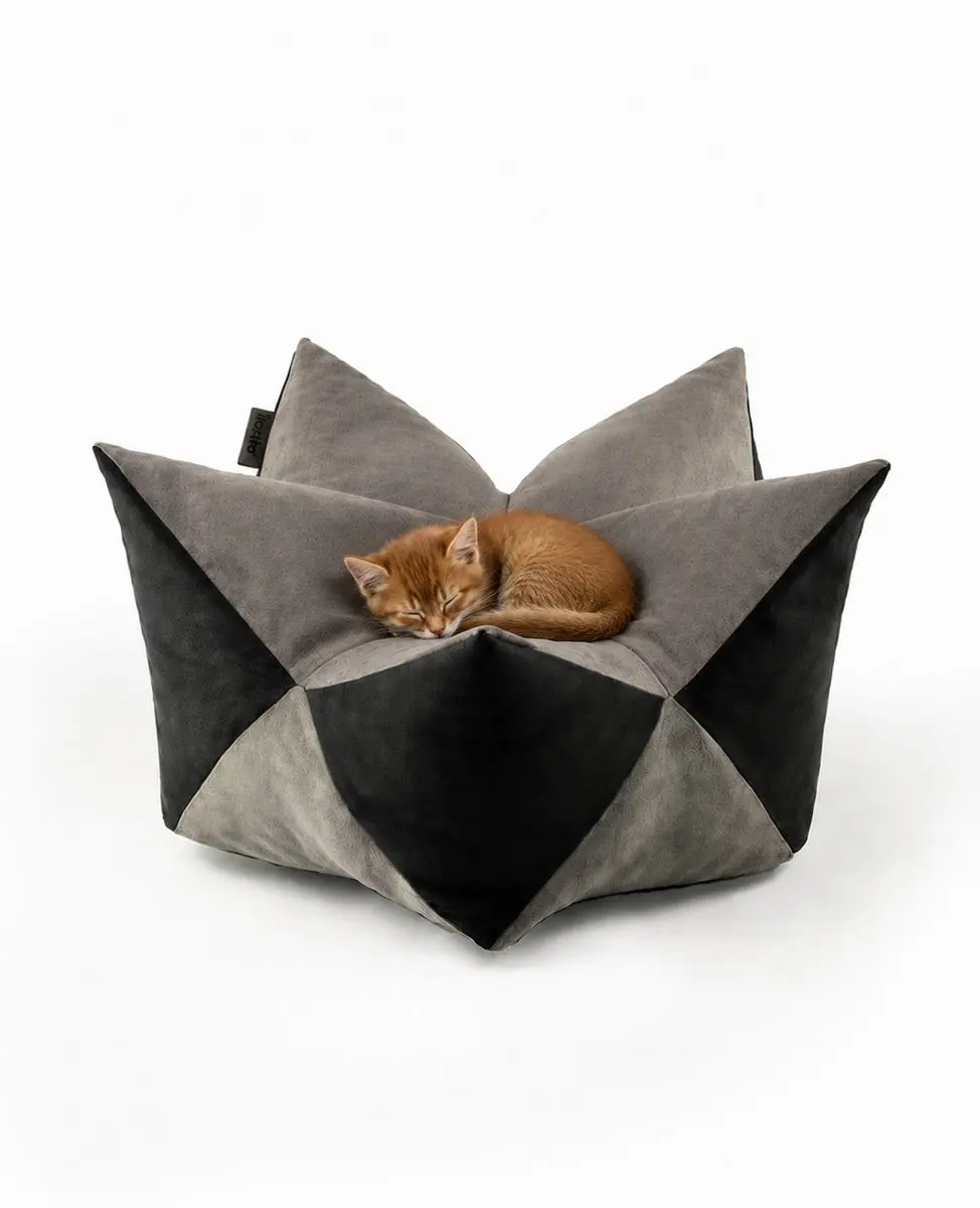 lionto Sterrenkussen kat, zacht kattenbed 60x35 cm grijs/zwart