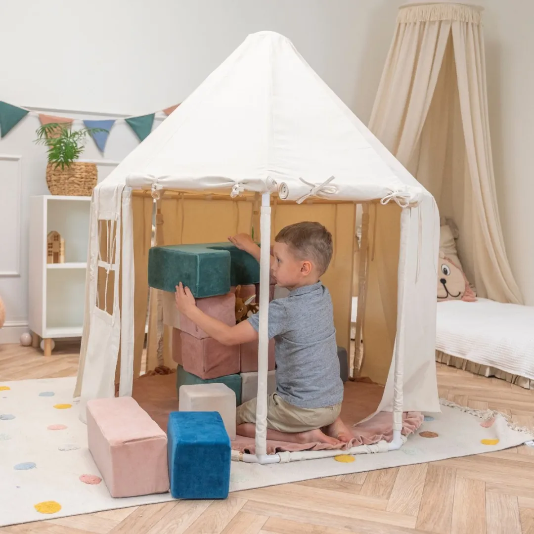 KiddyMoon Speeltent 400 Ballen - Paviljoenvormig - Pastel Beige/Zalm/Wit