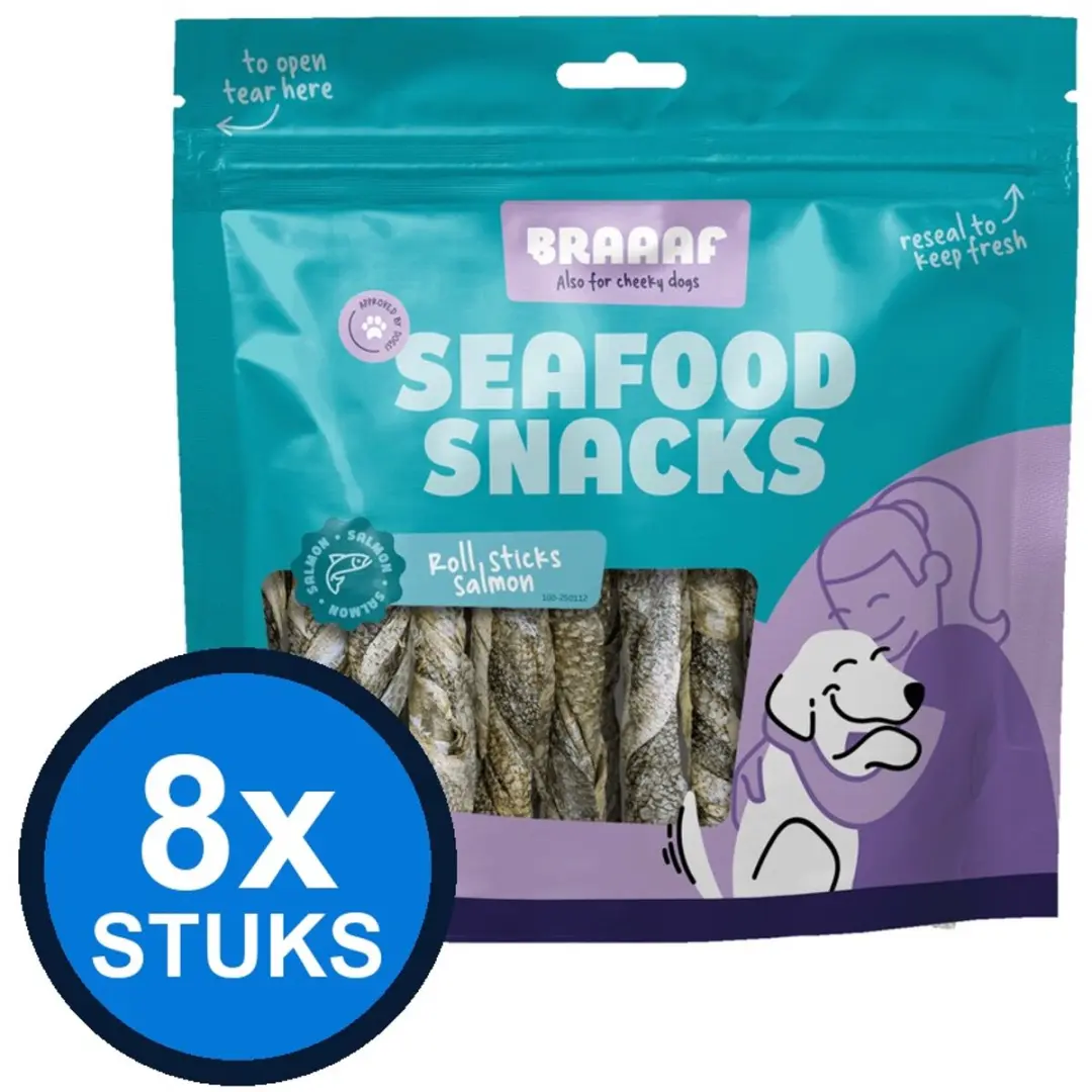 8x Braaaf Seafood Salmon Roll Sticks 12 cm