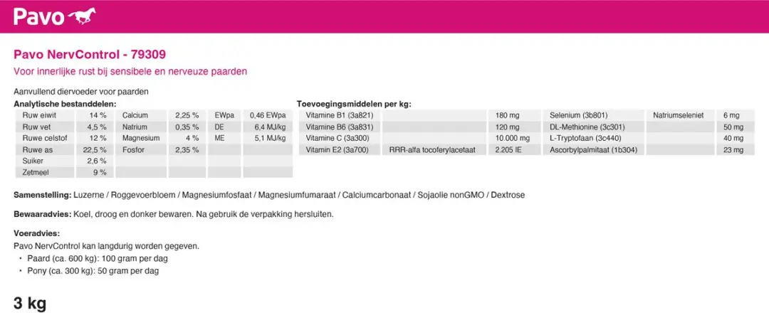 Pavo NervControl Paardenvoer - 3kg - afbeelding 5 van 6