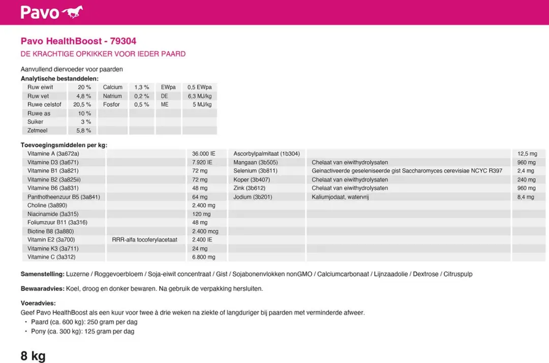 Pavo HealthBoost voedingssupplement 8kg - afbeelding 4 van 6