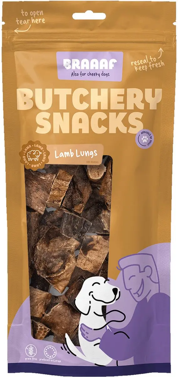 Braaaf Hondensnack Butchery Lamb Lungs