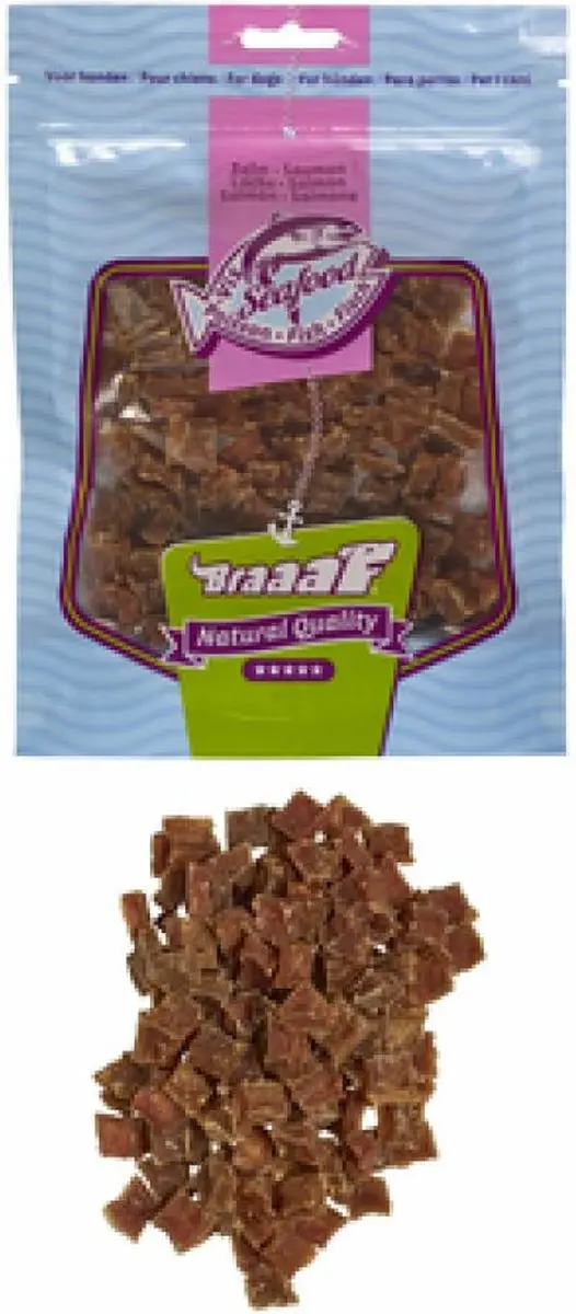 Braaaf Hondensnack Blokjes Gedroogde Zalm - 70g - afbeelding 4 van 6