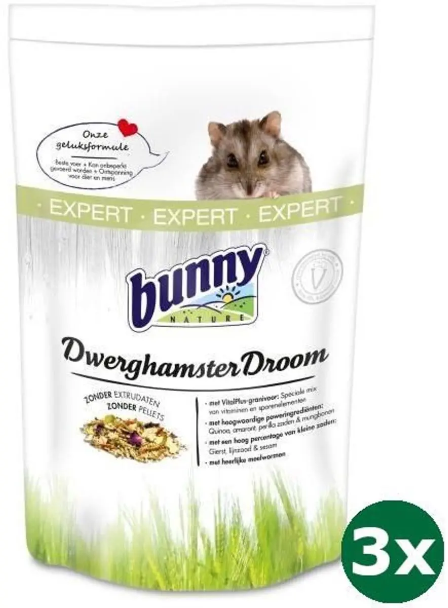 3x500 gr Bunny nature dwerghamsterdroom expert
