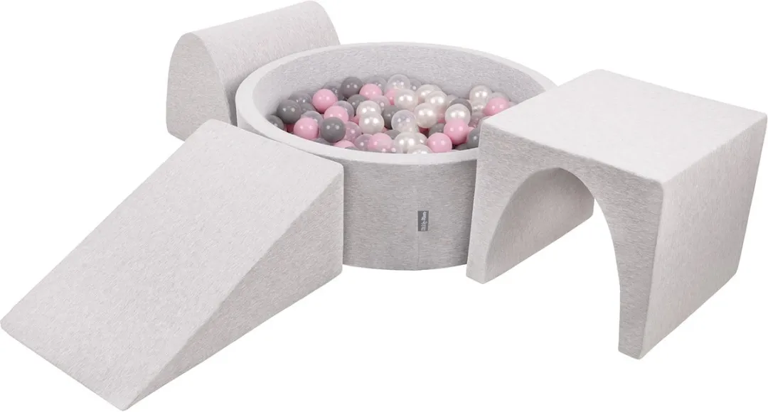 KiddyMoon Schuimspeelplaats Ballenbad 200 Ballen - 424000 - Lichtgrijs/Parelmoer/Grijs/Transparant/Poederroze