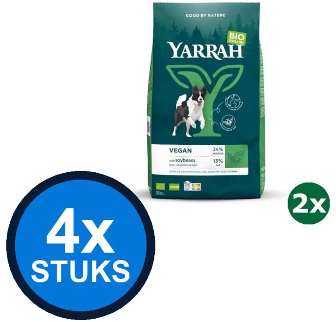 4x Yarrah dog bio dry adult vega wheat free 2kg