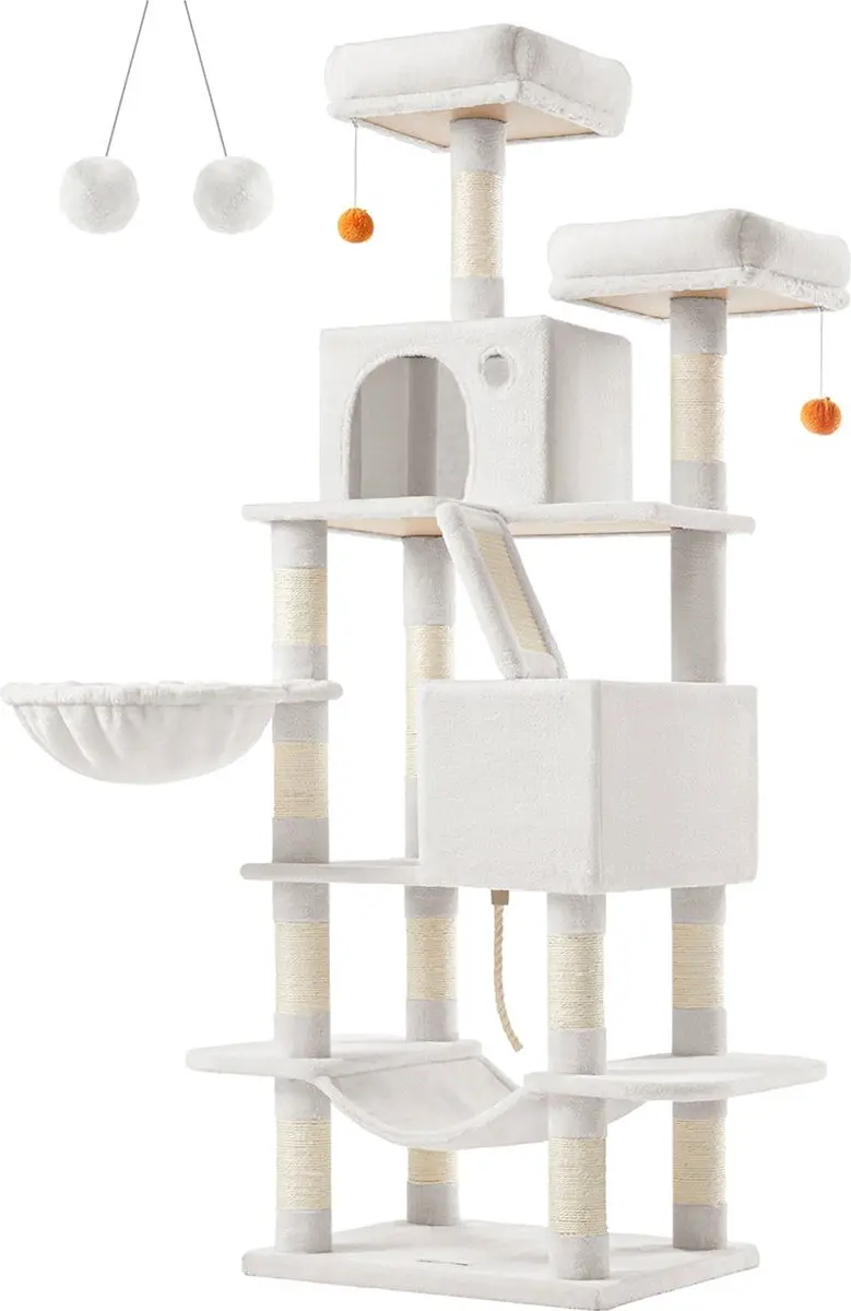 Feandrea Krabpaal 168 cm - 13 Krabpalen - Wit - afbeelding 2 van 6