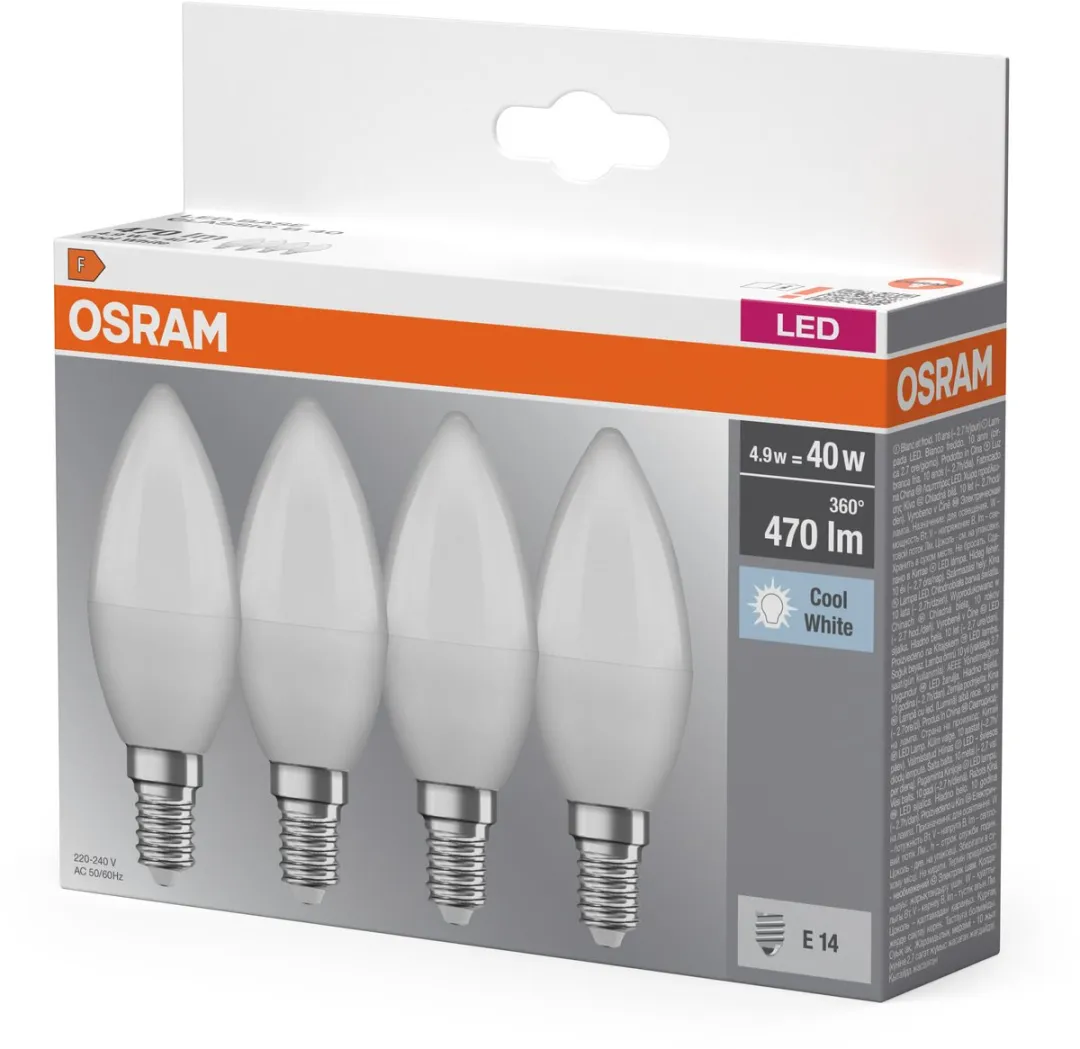 Osram LED Kaarslamp E14 5W Koelwit - 40 Stuks