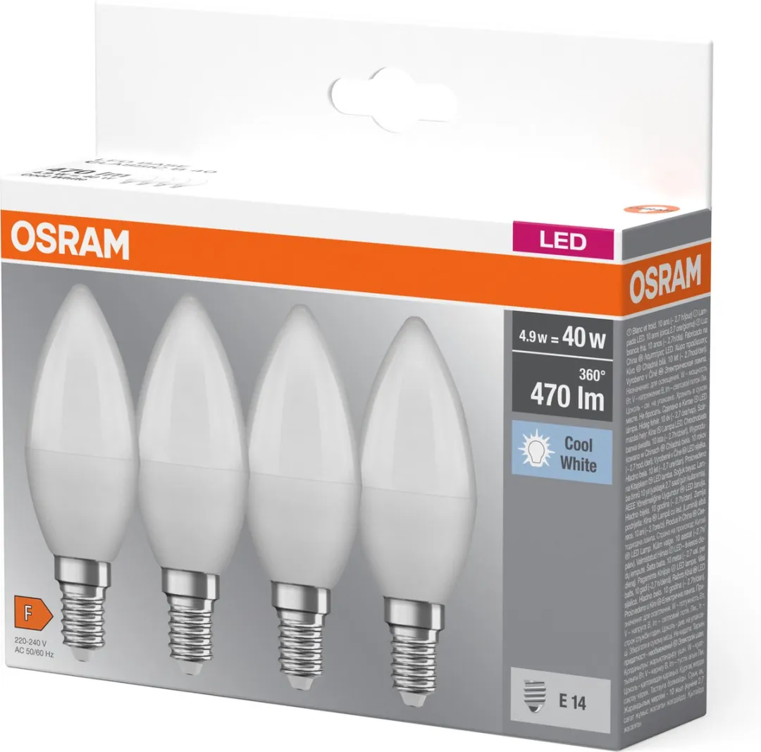 Osram LED Kaarslamp E14 5W Koelwit - 40 Stuks