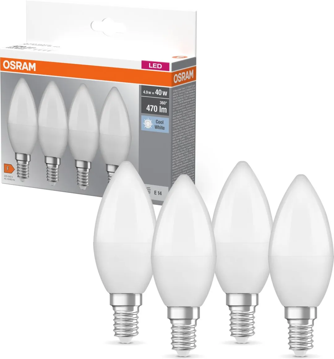 Osram LED Kaarslamp E14 5W Koelwit - 40 Stuks