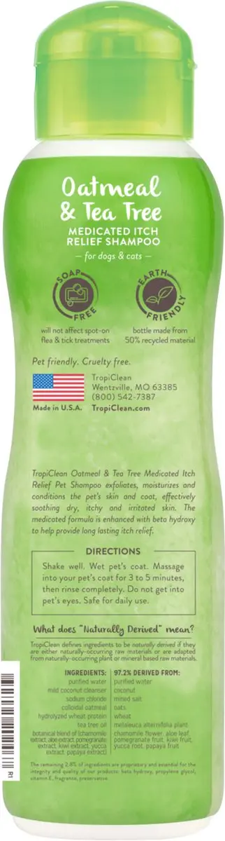 TropiClean Havermout en Tea Tree Hondenshampoo 355ml - afbeelding 2 van 6