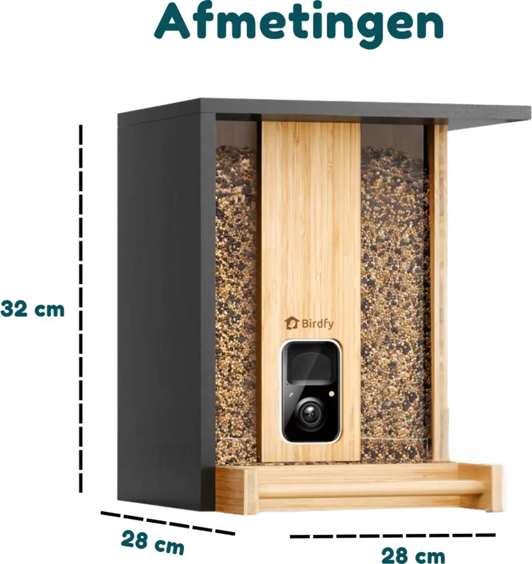 Birdfy Bamboo Vogelvoederhuisje met Camera - Zonnepaneel - afbeelding 5 van 6