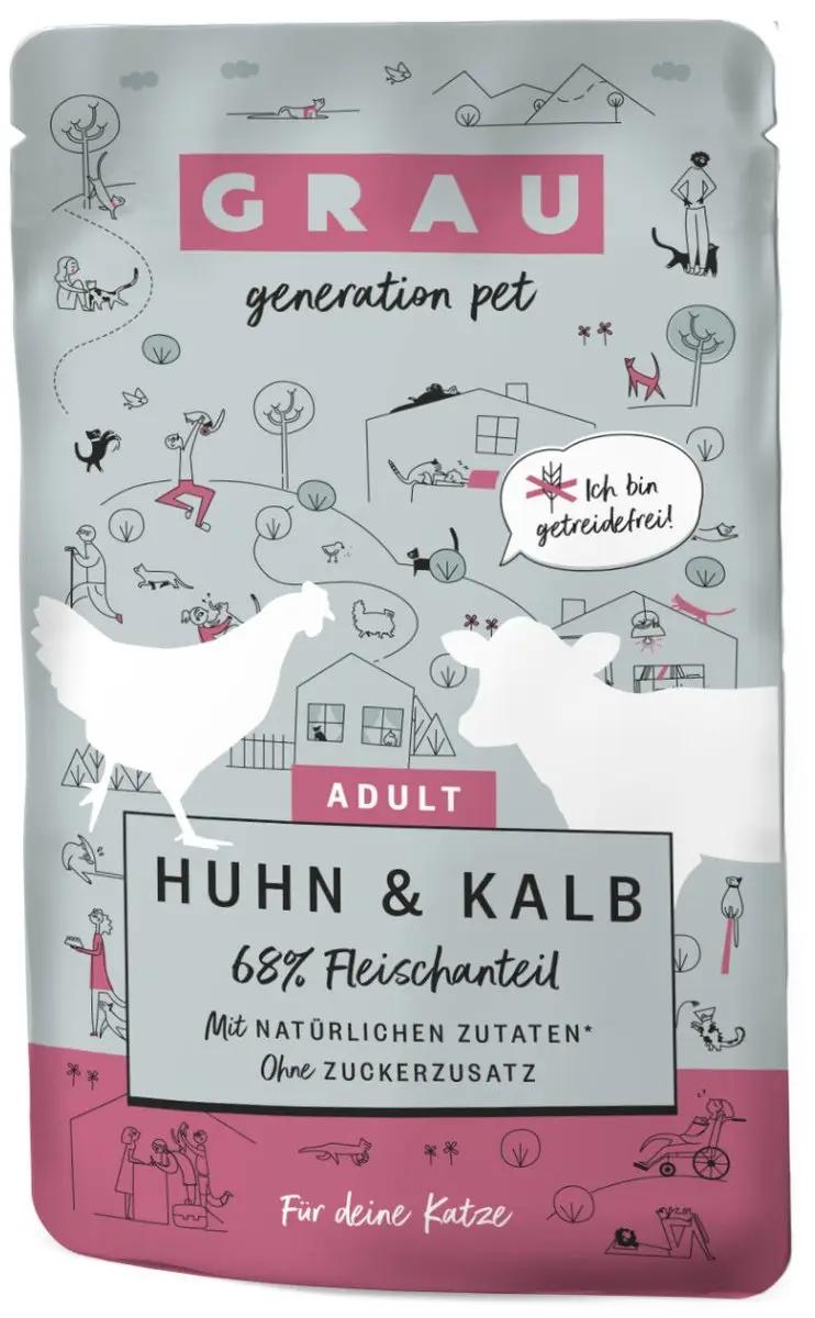 Grau Graanvrij Kip & Kalf Pouch