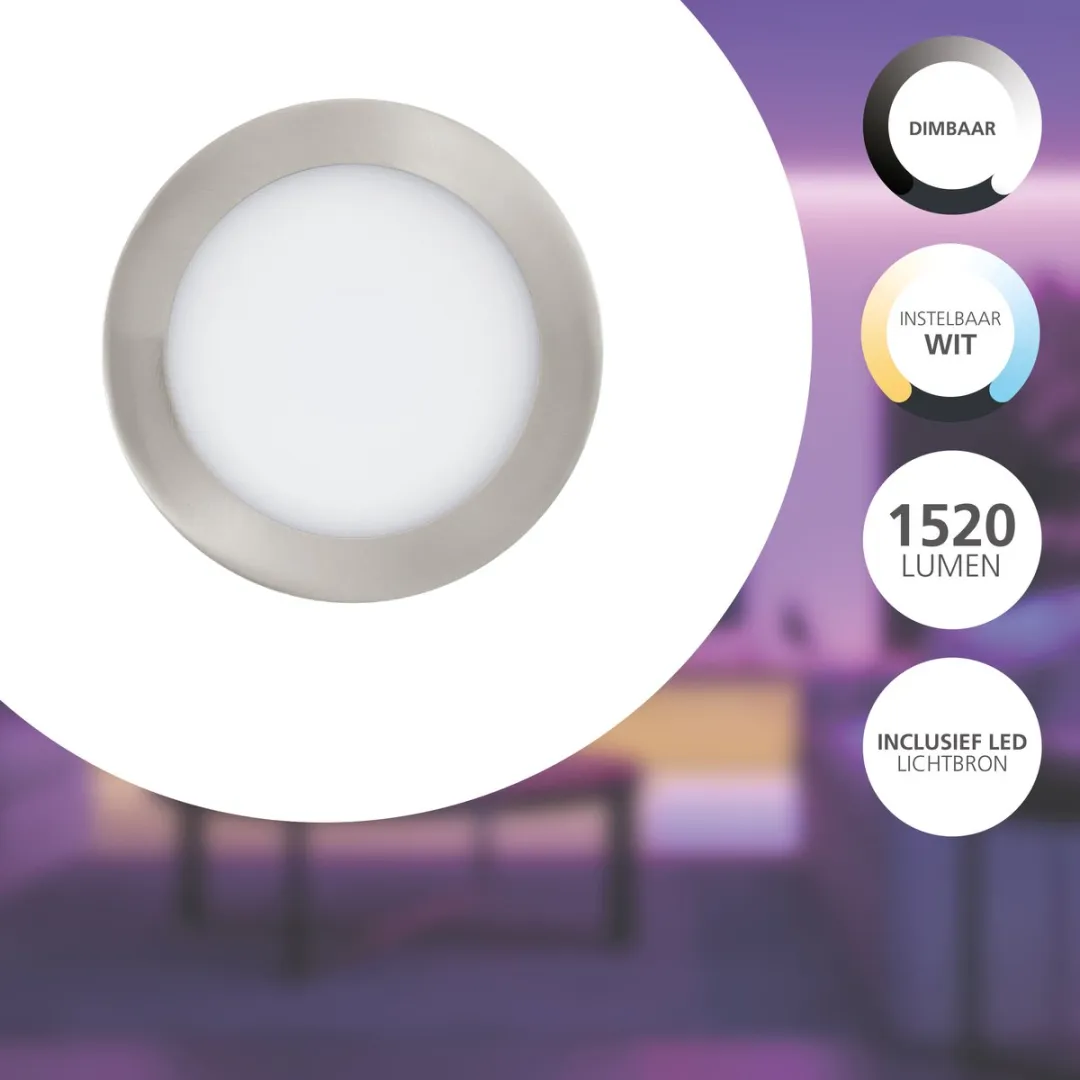 EGLO connect.z Fueva-Z Smart Inbouwlamp Ø16,5cm - Grijs/Wit - Zigbee