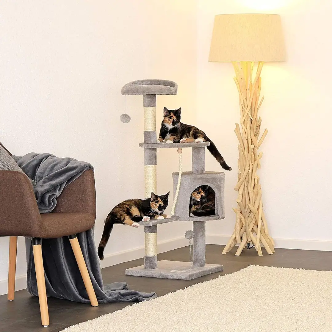 Lionto Krabpaal 112cm - 4 Niveaus - Lichtgrijs - afbeelding 2 van 6