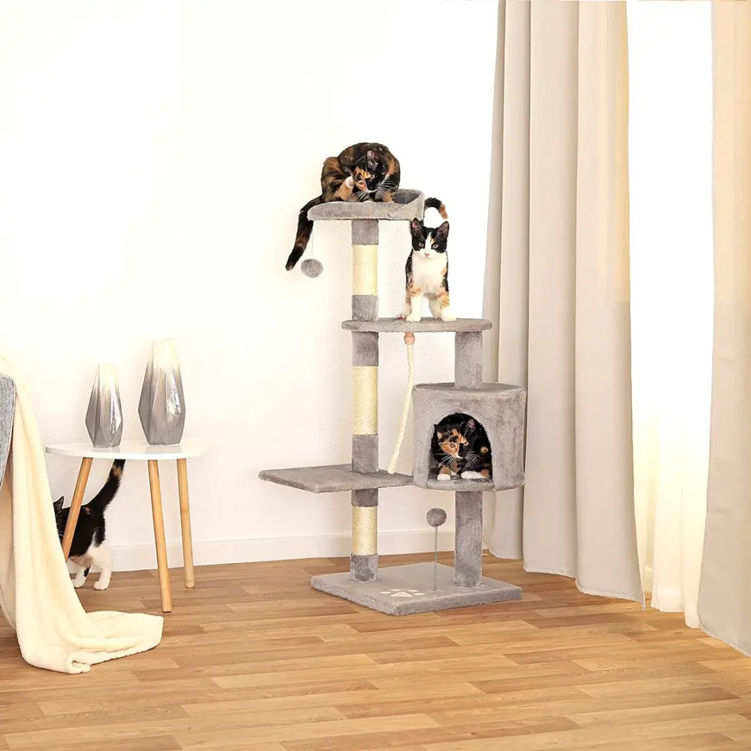 Lionto Krabpaal 112cm - 4 Niveaus - Lichtgrijs - afbeelding 5 van 6