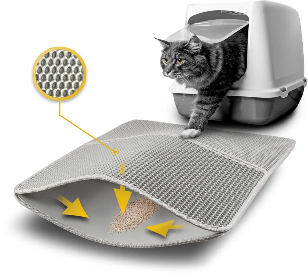 lionto kattenbakmat, duurzaam, pootvriendelijk & dubbel­laags, 76x61 cm grijs