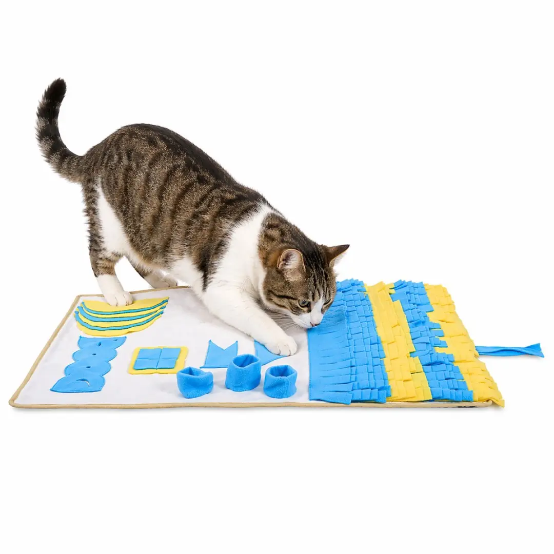 lionto Snuffelmat voor katten, zoekspel & anti-schrokmat, 100x60 cm