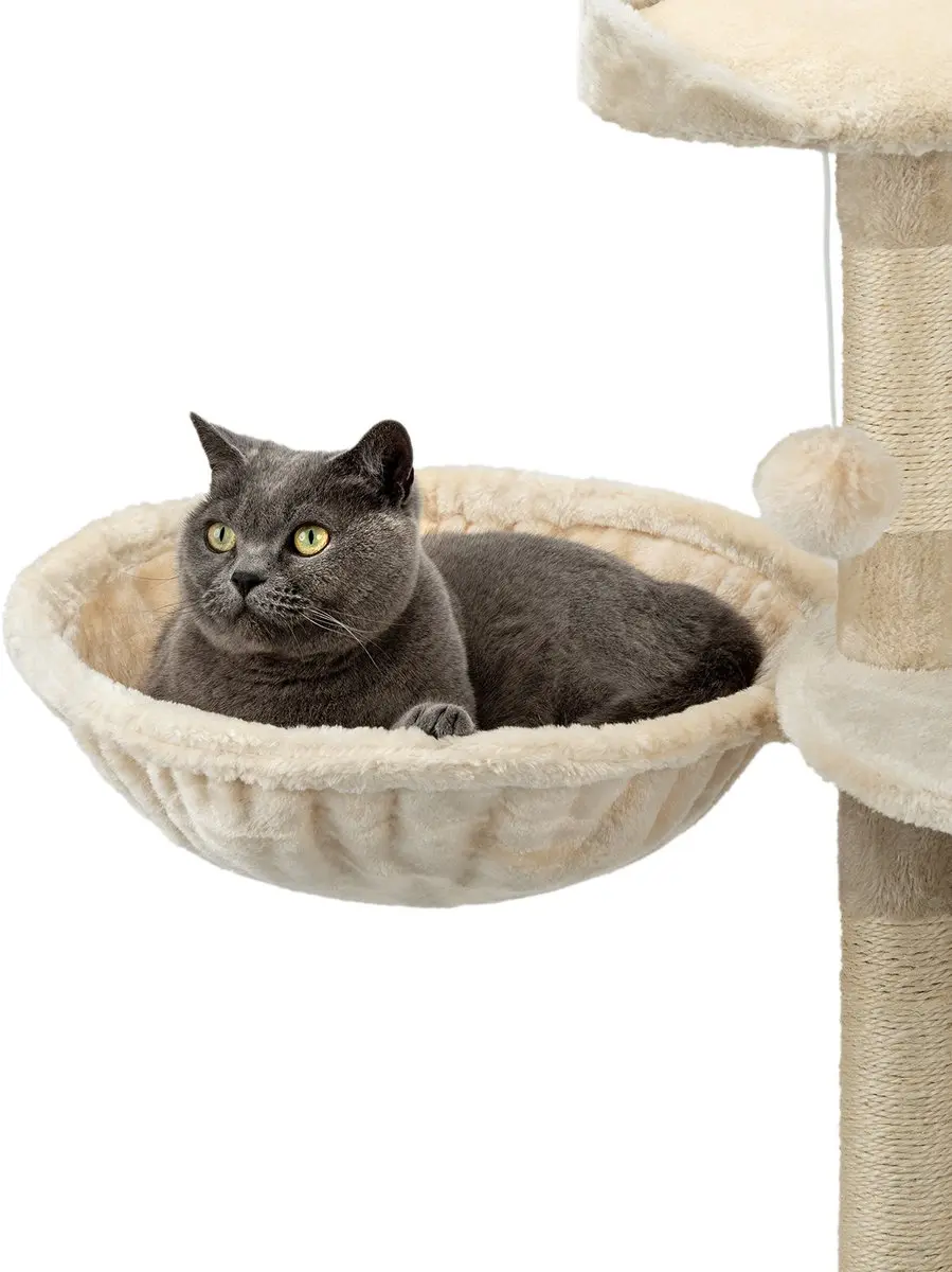 lionto Katten ligmand set, 2x krabpaal mand Ø40 cm M8 15 cm beige