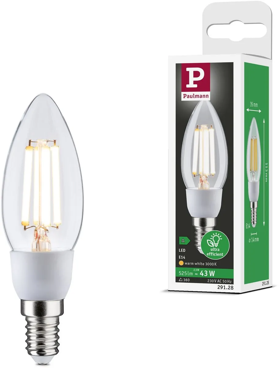 Paulmann Eco-Line LED Kaars E14 2,5W 525lm - 3 Stuks