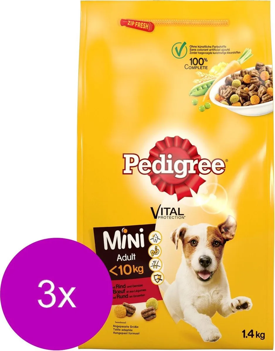 Pedigree Adult Mini Menu Rund Hondenvoer - 3x1.4kg