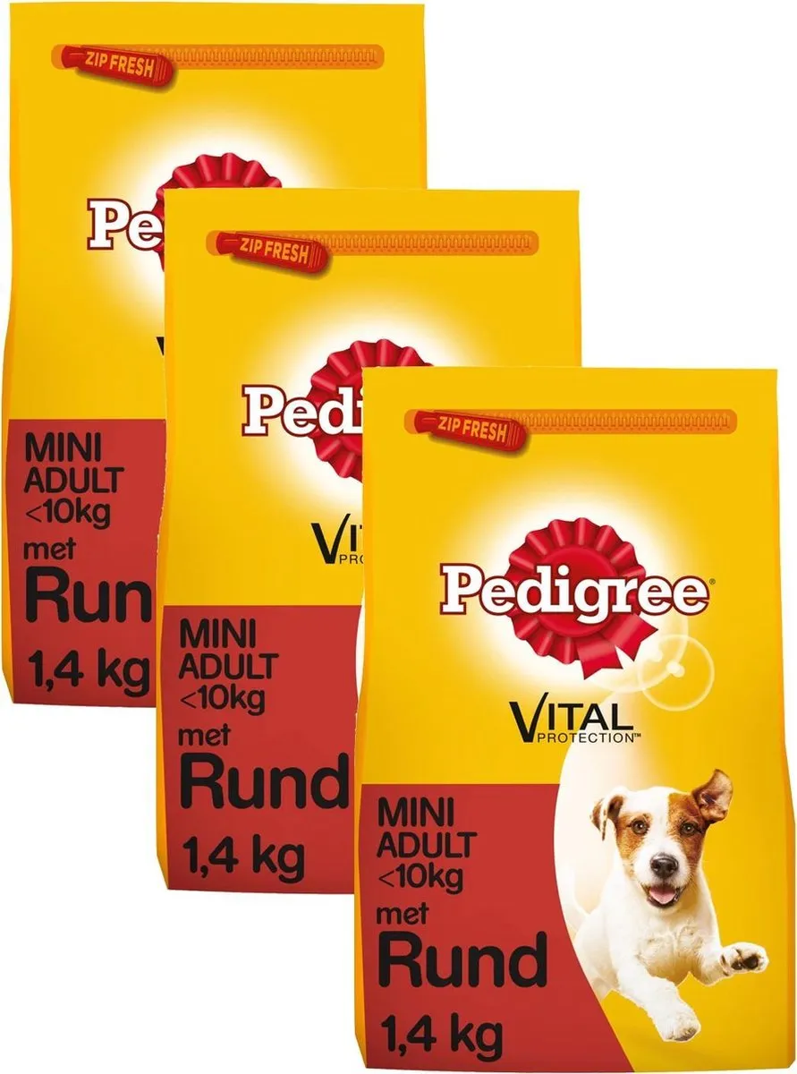 Pedigree Adult Mini Menu Rund Hondenvoer - 3x1.4kg