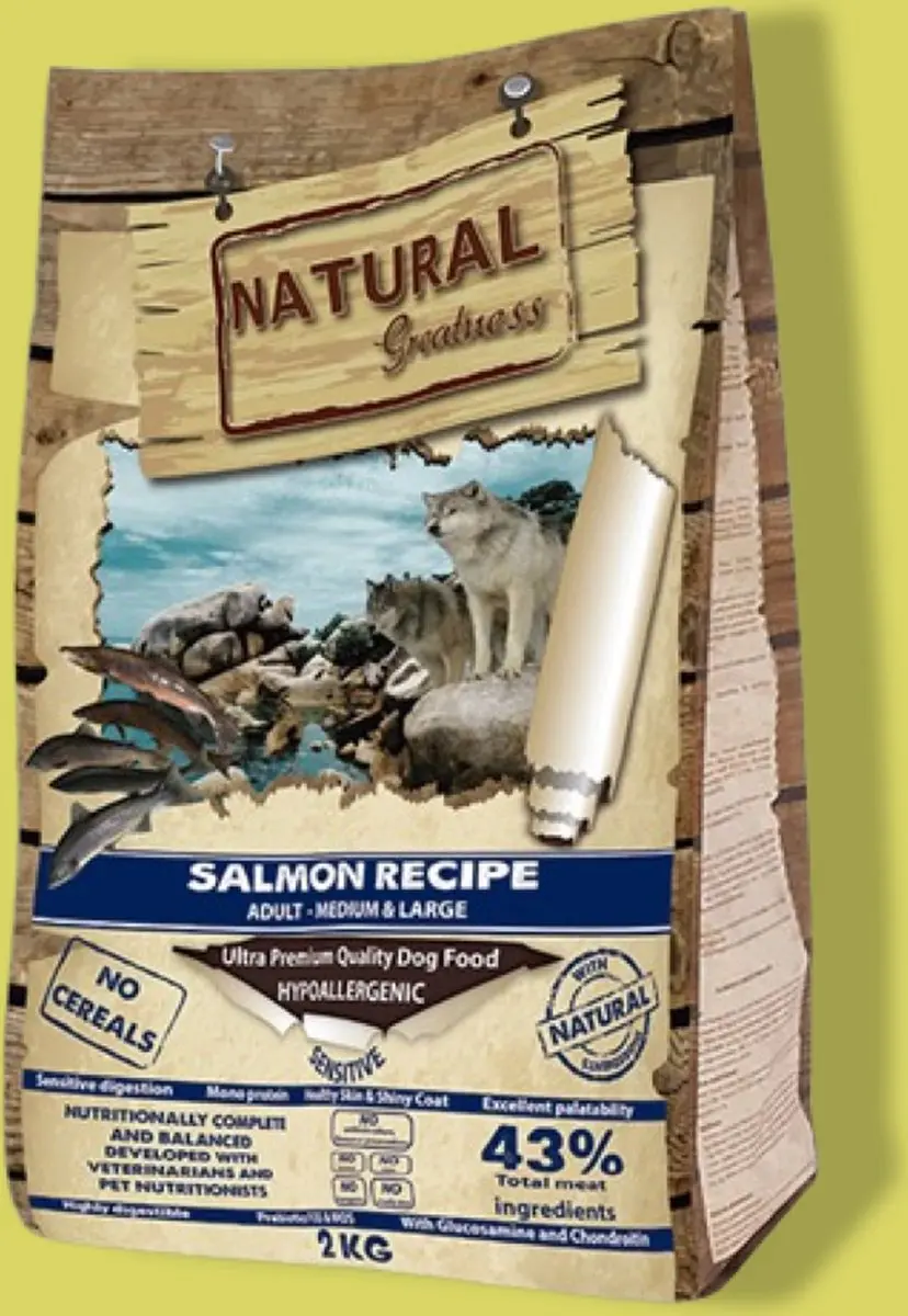Natural Greatness Zalm Sensitive Hondenvoer Droogvoer - 2kg - afbeelding 6 van 6