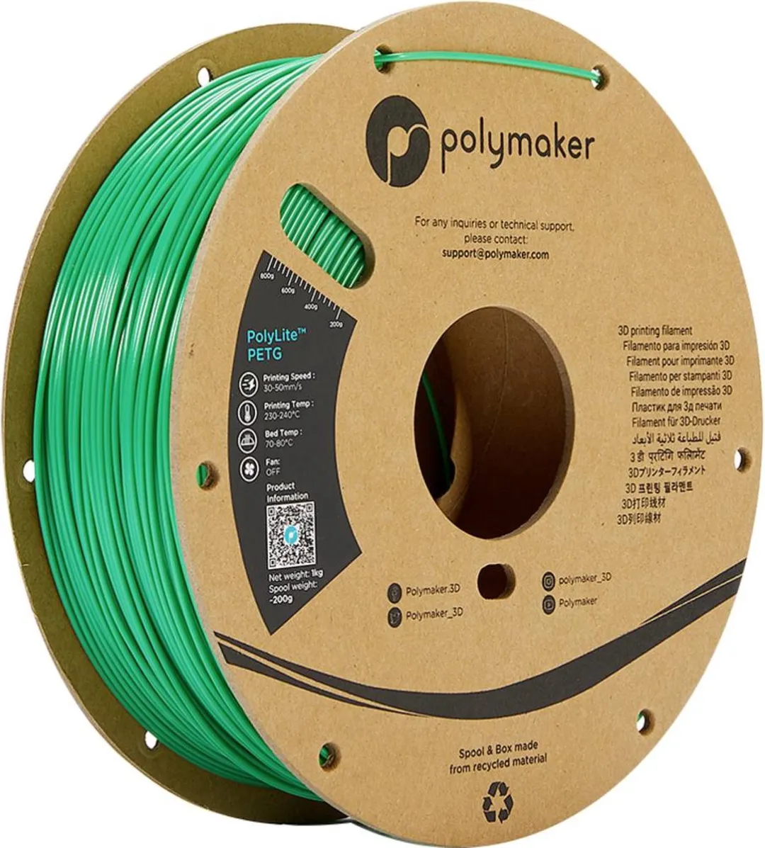 Polymaker PolyLite PETG Filament 1.75mm 1000g - Groen