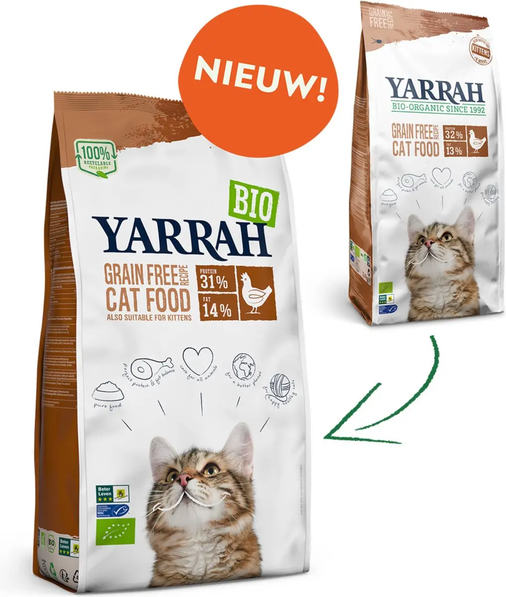 Yarrah Bio Kattenvoer Graanvrij Kip & Vis 2,4kg - 4x - afbeelding 6 van 6