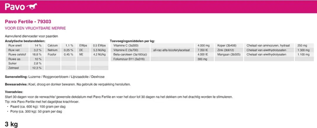 Pavo Fertile Voedingssupplement - 3 kg - afbeelding 4 van 6