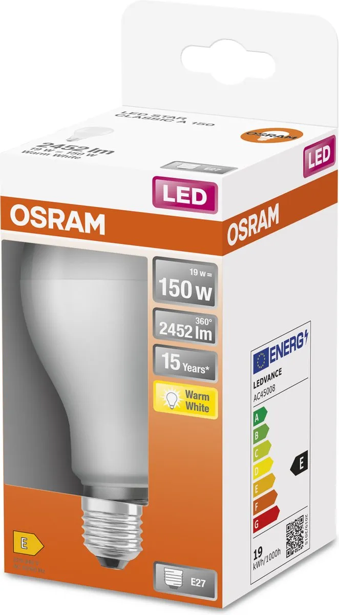 Osram LED-lamp E27 20W Warmwit Mat - 2700K - afbeelding 6 van 6