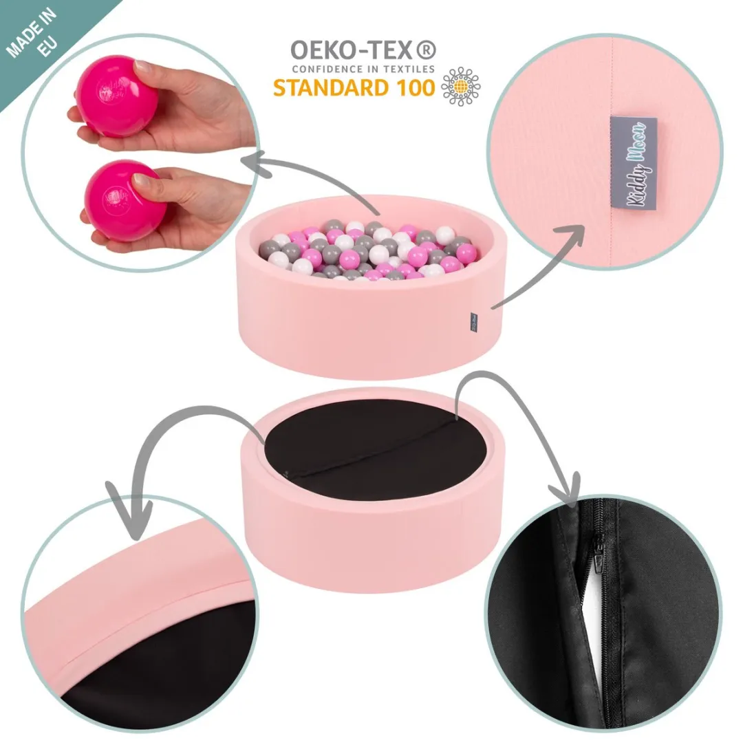 KiddyMoon Ballenbad 120x30cm - 300 Ballen ∅7cm - Roze/Wit/Grijs