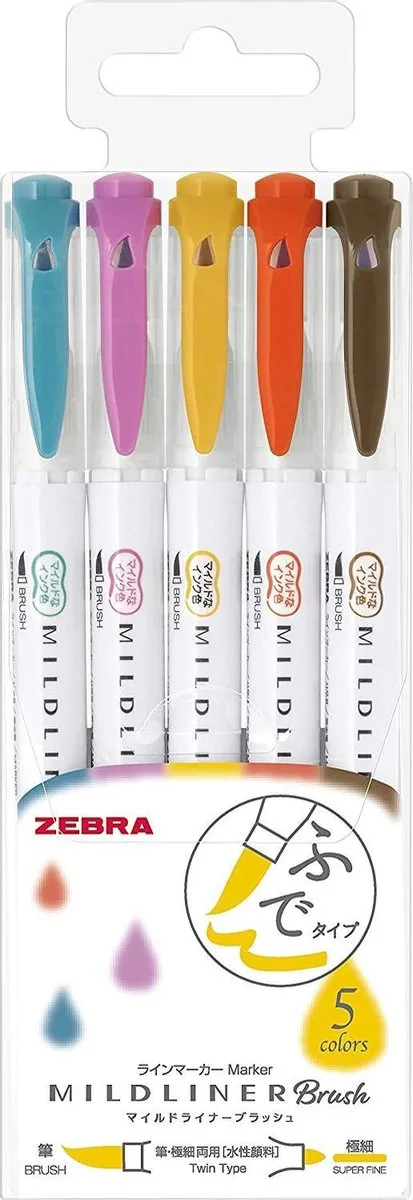 Zebra Mildliner Brush Pennen