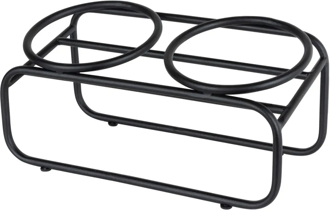 District 70 BUTLER - Verhoogde Voerbakstandaard voor Katten - Handgemaakt van staal - Zwart - 30 x 14 x 12,5 cm