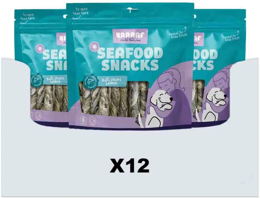 Braaaf Hondensnack Rol Sticks Zalm 12 cm