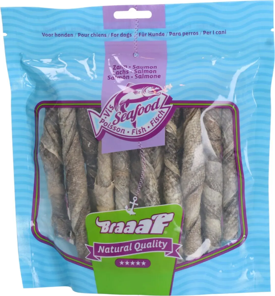 Braaaf Hondensnack Rol Sticks Zalm 12 cm - 12x 175 gr - afbeelding 3 van 6