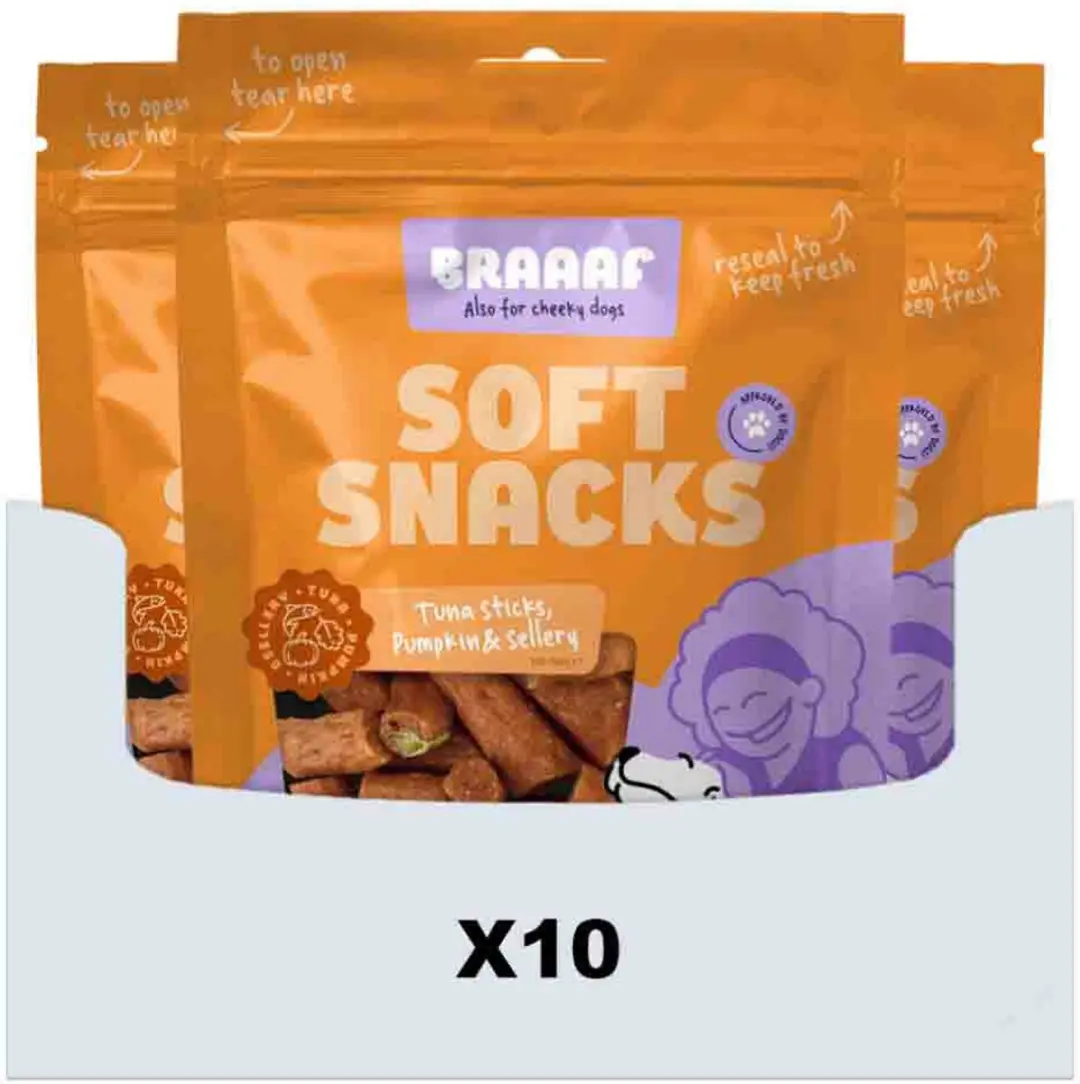 Braaaf Hondensnack Sticks Tonijn, Pompoen & Selderij