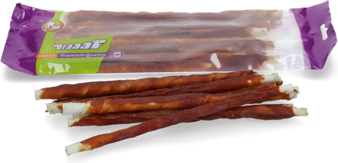 Braaaf Hondensnack Rol Sticks Eend 25cm - 10x 240g - afbeelding 6 van 6