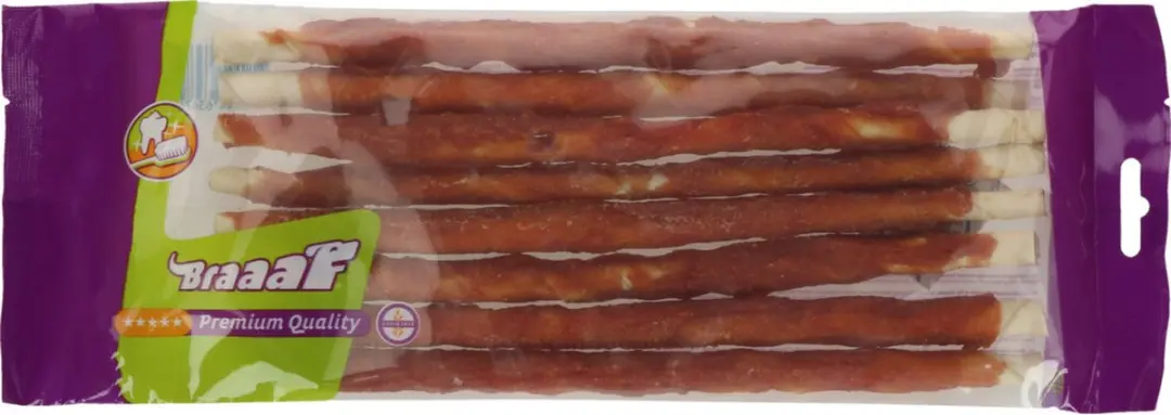 Braaaf Hondensnack Rol Sticks Eend 25cm - 10x 240g - afbeelding 3 van 6