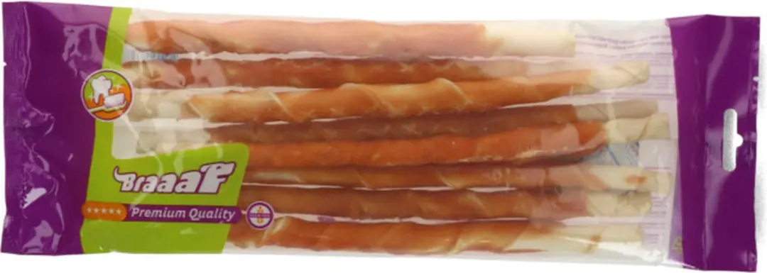 Braaaf Hondensnack Rol Sticks Kip 25 cm - 10x 240 gr - afbeelding 3 van 6