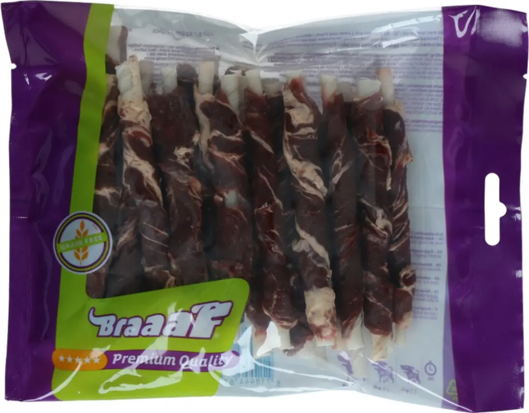 Braaaf Hondensnack Rol Sticks Lam & Vis 12 cm - 250g - afbeelding 4 van 6