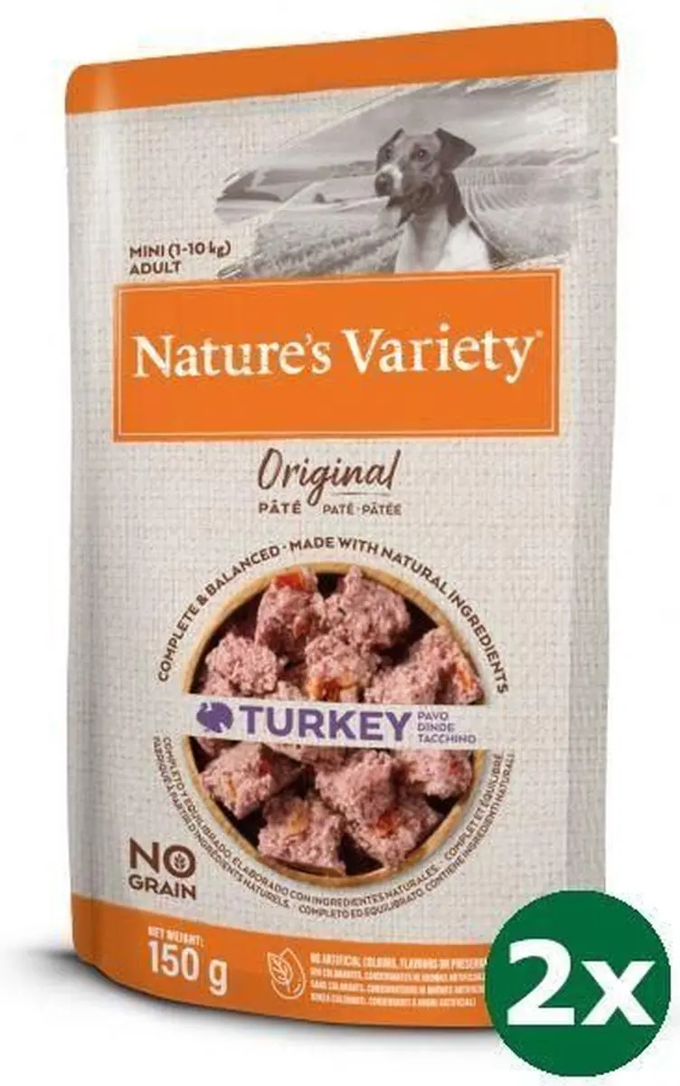 2x8x150 gr Natures variety original mini turkey hondenvoer