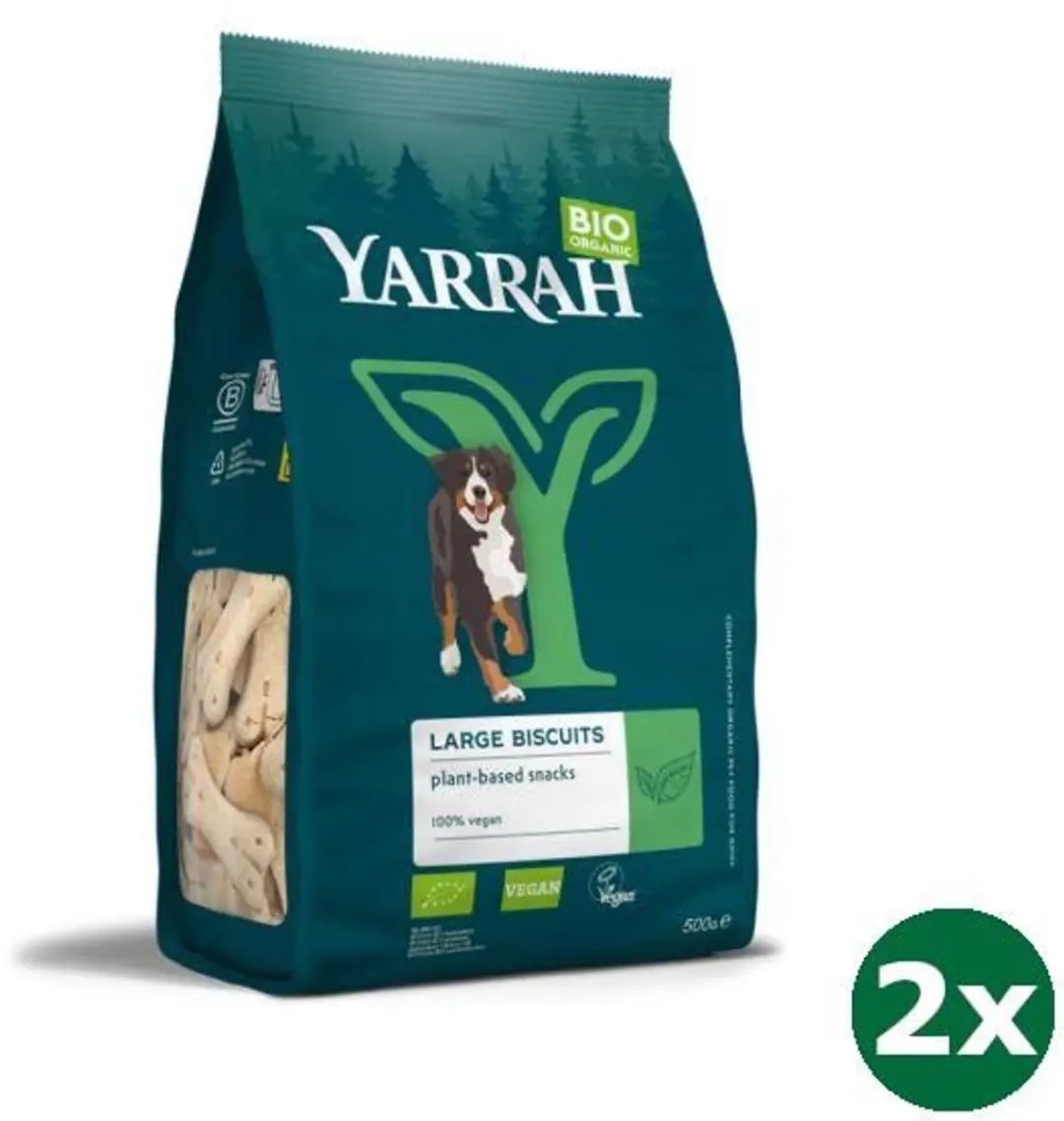 2x500 gr Yarrah dog vegetarische koekjes hondensnack NL-BIO-01