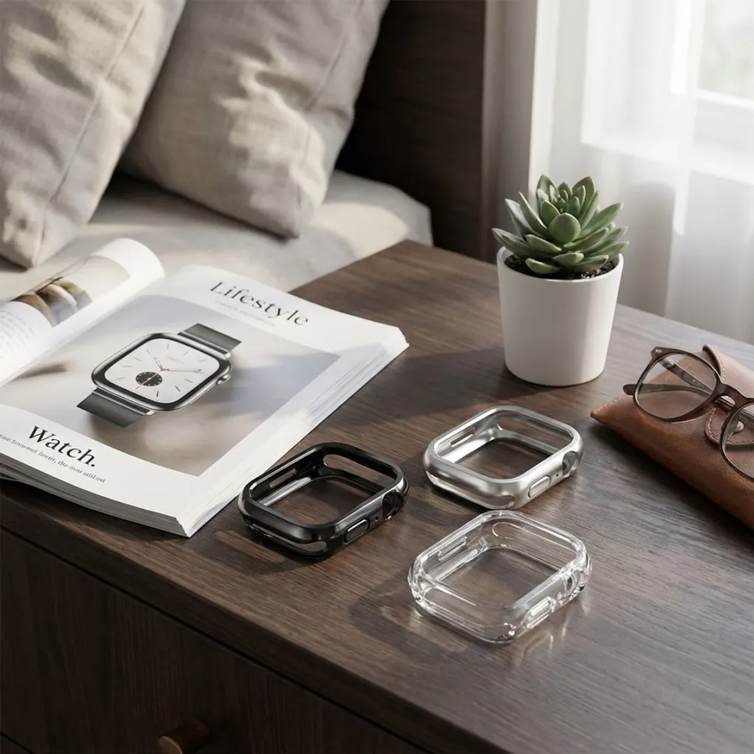 NUVEX Apple Watch 40mm Beschermhoes Set - 3-delig - Zwart/Zilver/Transparant
